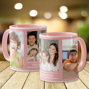 Taza Crea tu propio apellido de familia 3 Collage de fo