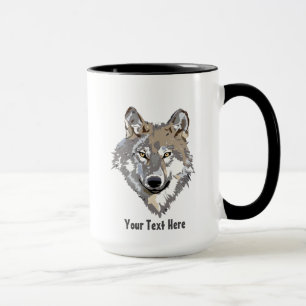 Taza Crea tu propio café combinado de lobo gris