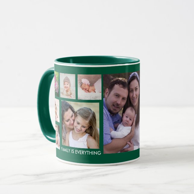 Taza Crea tu propio Collage de fotos de 13 familias ver (Anverso izquierdo)