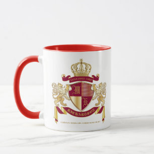 Taza Crea tu propio escudo de armas rojo León de oro