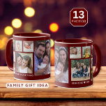 Taza Crea tu propio marrón de 13 Collages de fotos fami<br><div class="desc">Un único fotomontaje para personalizar con 13 fotografías. Añade tu apellido, año para hacerlo exclusivo.La cita de 'familia es todo' lo convierte en un regalo especial para fiestas y ocasiones especiales.</div>
