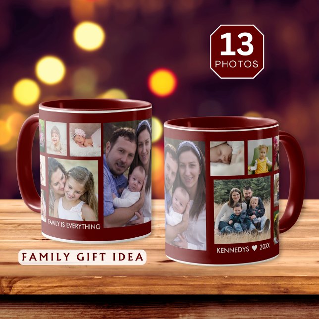 Taza Crea tu propio marrón de 13 Collages de fotos fami (Subido por el creador)
