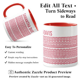 Taza Crea tu propio mensaje largo oculto y nombre en ro