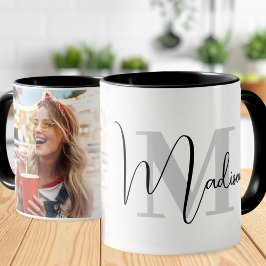 Taza Crea tu propio monograma de foto personalizado