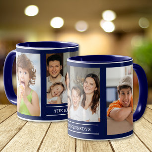 Taza Crea tu propio nombre de familia 3 Collage de foto