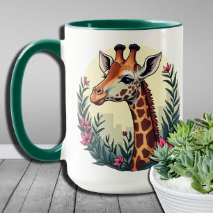 Taza Creaciones Florales Safari Jirafa Floral Lindo