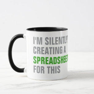 Taza Creando silenciosamente una hoja de cálculo para e