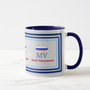 Taza crear capitán de barco personalizado azul