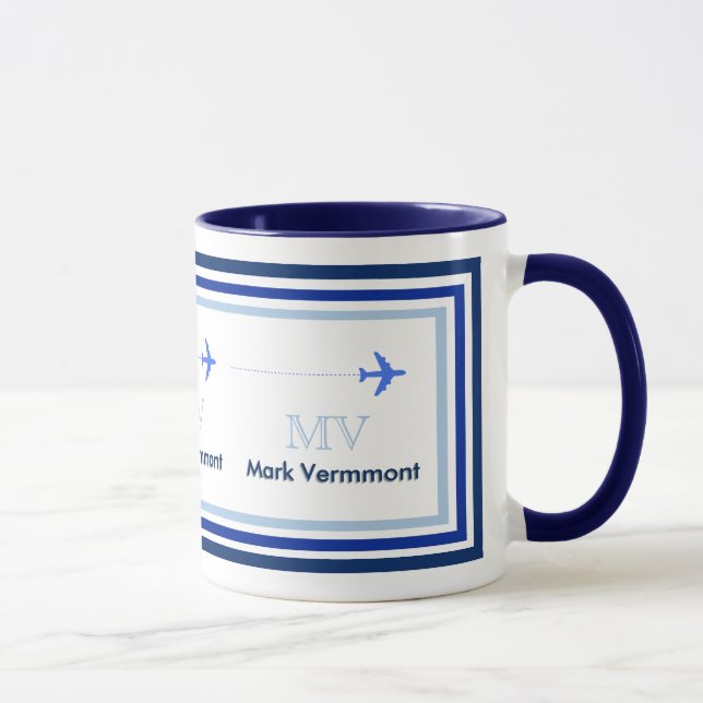 Taza crear monograma azul para pilotos de aire (Derecha)