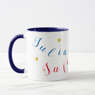 Taza crear nombres coloridos con corazones