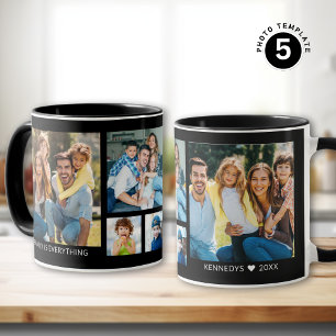 Taza Crear su propio Collage de fotos de 5 familias neg