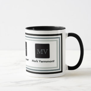 Taza crear su propio monograma en blanco y negro
