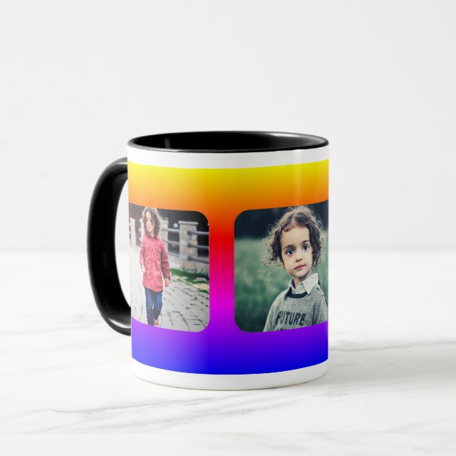 Taza Crear sus propias 3 fotos familiares (Anverso izquierdo)
