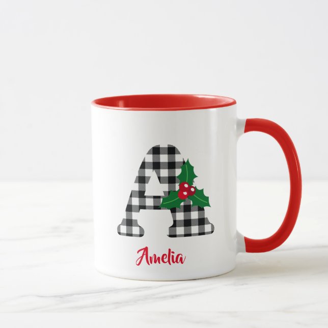 Taza Crear un nombre personalizado inicial A Navidades  (Derecha)
