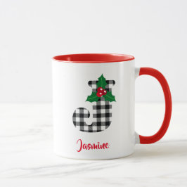 Taza Crear un nombre personalizado Navidades iniciales 