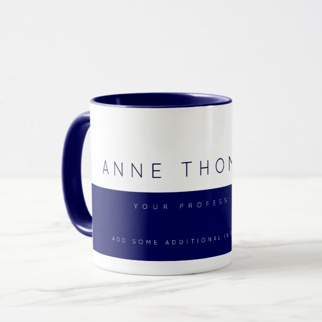 Taza Crear una profesión Personalizado azul moderna (Anverso izquierdo)