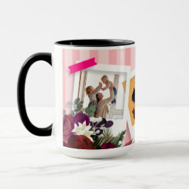 Taza Create Your Own 3 Photo Collage Family Pink Mug