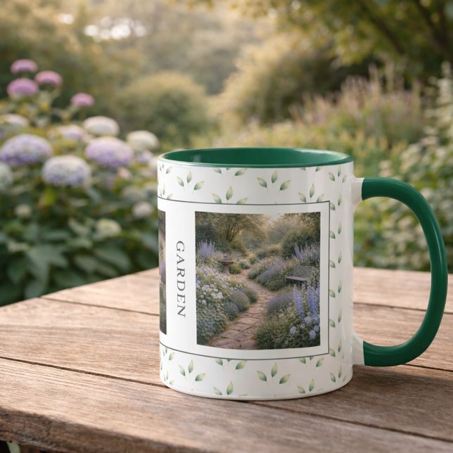 Taza Create your own garden photos monogrammed (Create your own garden photos monogrammed mug. You can add your own photos, name and text.)