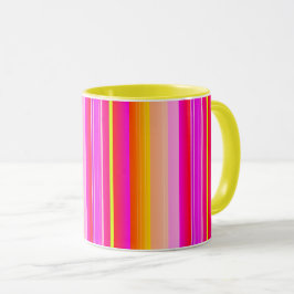 Taza Creativo brillante magenta amarillo rosado a rayas