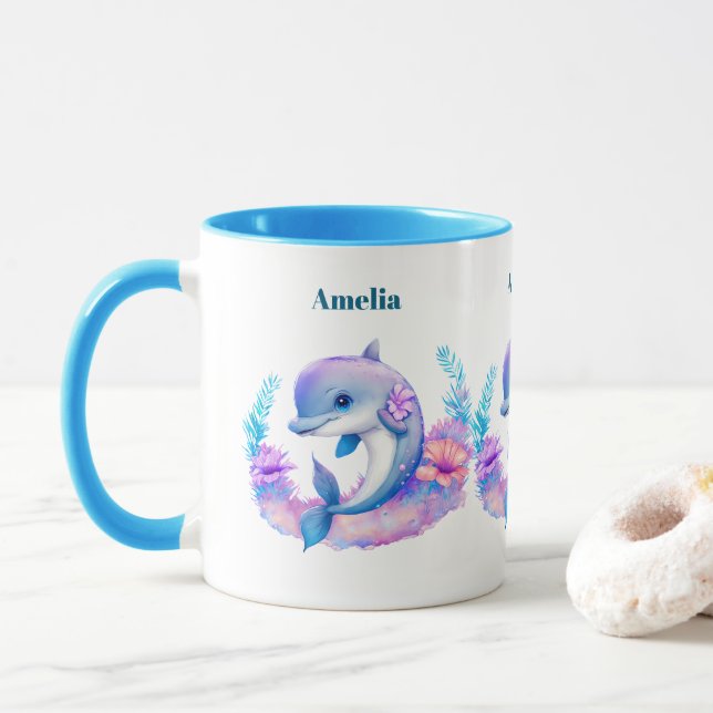 Taza Creatura de mar de delfín cuto (Con donut)