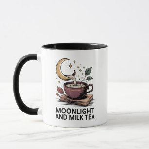 Taza Creciente de té de leche iluminada por luna