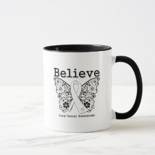 Taza Cree - Mariposa del Cáncer de Pulmón