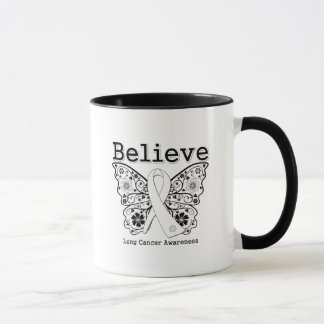 Taza Cree - Mariposa del Cáncer de Pulmón