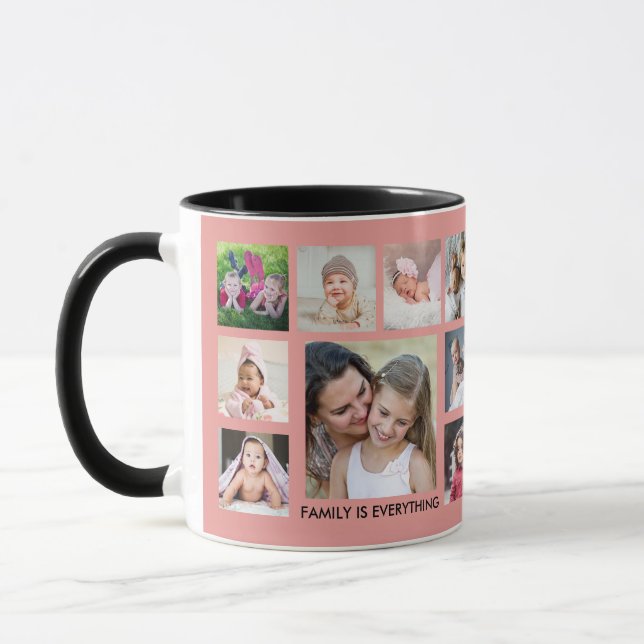 Taza Cree su propio Rubor Pink de 18 Collages de fotos  (Izquierda)