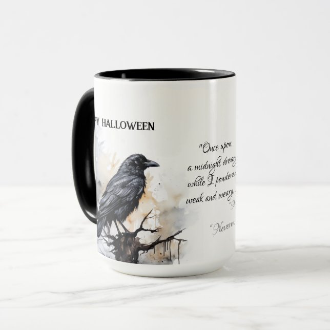 Taza Creepe Black Raven Happy Halloween (Anverso izquierdo)