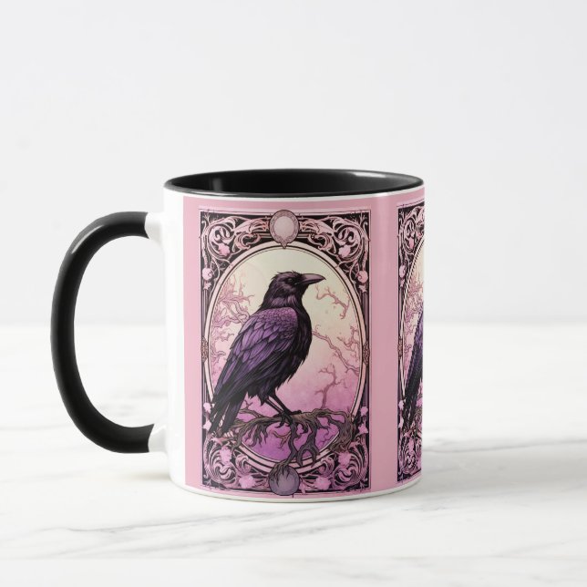 Taza Creepe Tarot Black Crow Pink Halloween (Izquierda)