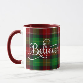 Taza Creer Guión blanco Rojo Verde escocés Tartán