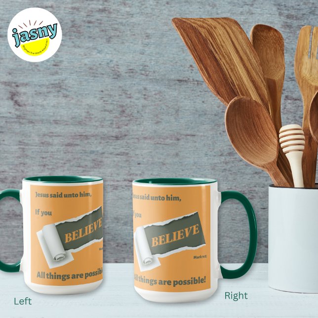 Taza Creer la escritura cristiana Inspiradora de dos to (Subido por el creador)