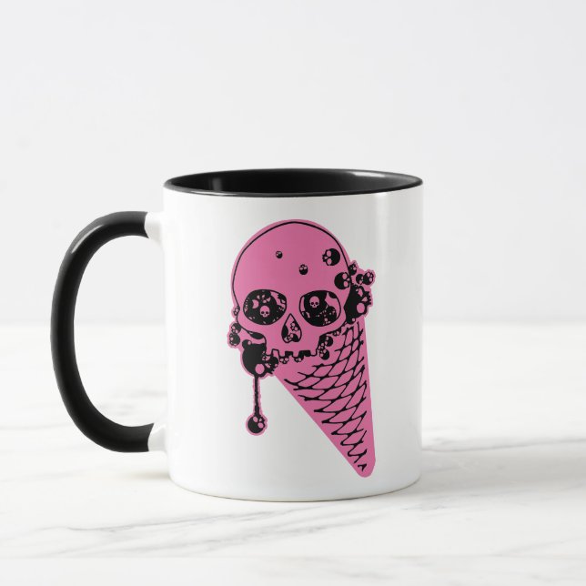 Taza Crema de hielo rosada malvada Cone Mug (Izquierda)
