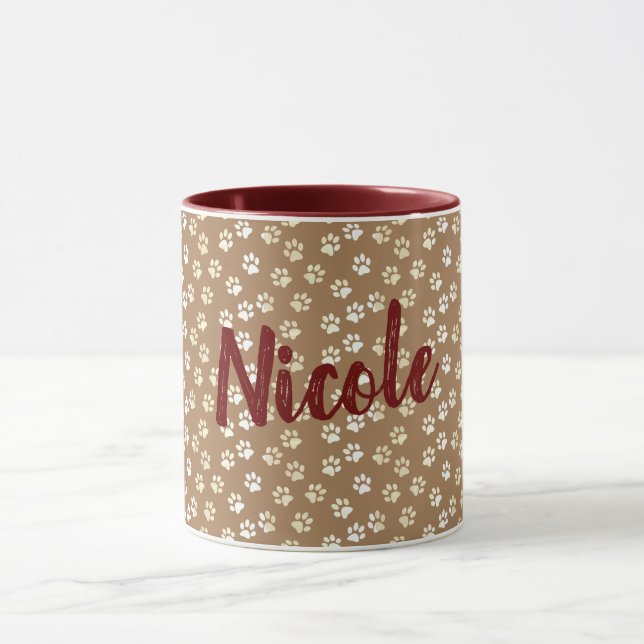 Taza Crema de papel y tazón de café con nombre (Centro)