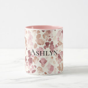 Taza Crema rosa Chocolate Brown Abstract Leopardo Anima