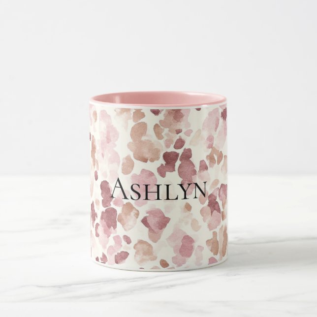 Taza Crema rosa Chocolate Brown Abstract Leopardo Anima (Centro)