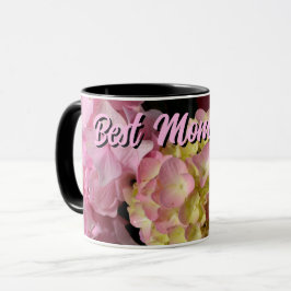 Taza Crema rosa Hidráneas Madres flores amarillas rosad