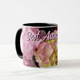 Taza Crema rosa Hydrangeas flor rosa amarillo Mejor tía