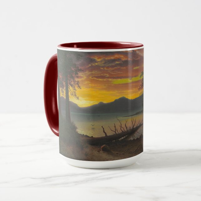 Taza Crepúsculo, el lago Tahoe, c.1870s (aceite en (Anverso izquierdo)
