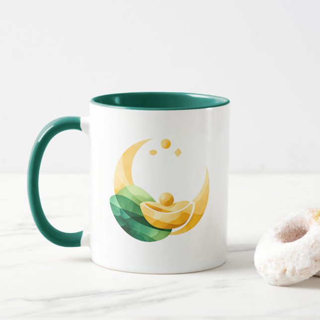 Taza Crescent Moon Gold Pot St. Patrick's Day Mug (Con donut)
