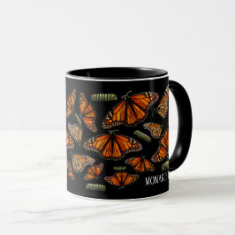 Taza Criando monarca orugas monarca mariposa mamá