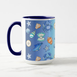 Taza Criaturas marinas con temática de playa