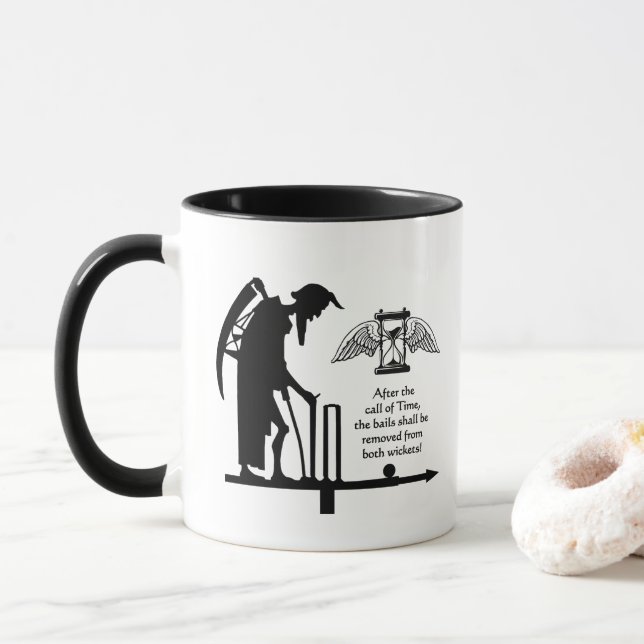 Taza Cricket - Ley 16(3) del Cricket Blanco y Negro (Con donut)