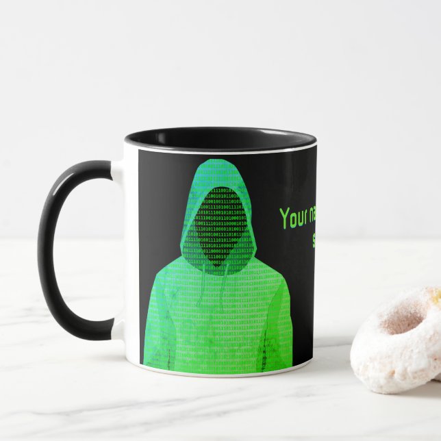 Taza Crimen informático de hackers informáticos incogni (Con donut)
