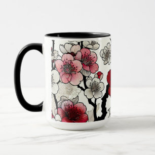 Taza Crimson Blossom Elegance - Flora de inspiración ja