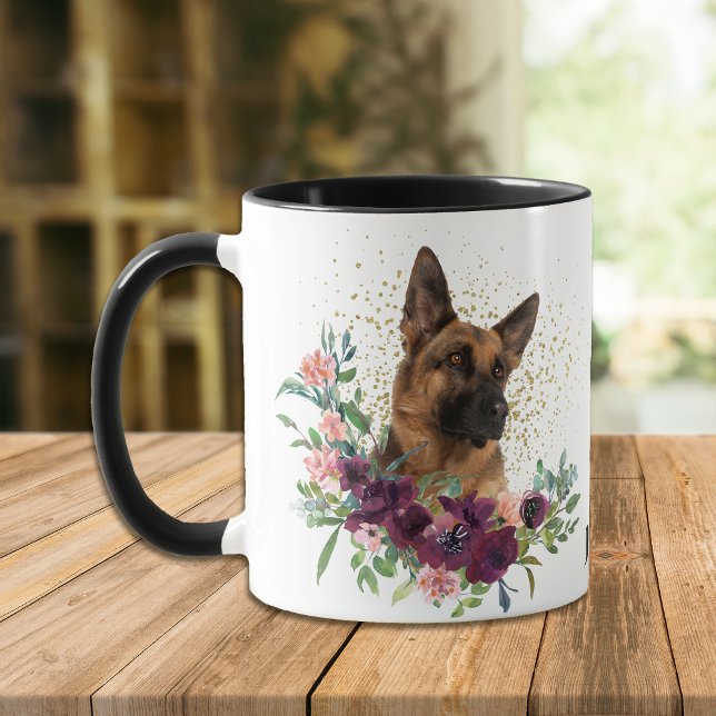 Taza Crimson Floral Bouquet alemán Pastor Mug Perro (Subido por el creador)