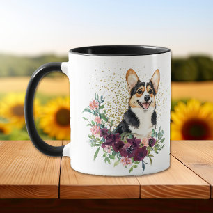 Taza Crimson Floral Bouquet Cardigan Welsh Corgi Dog