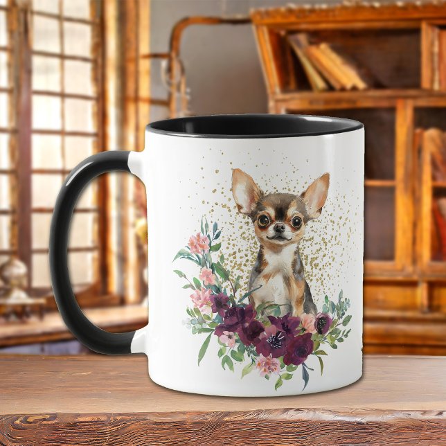 Taza Crimson Floral Bouquet Chihuahua Perro (Subido por el creador)
