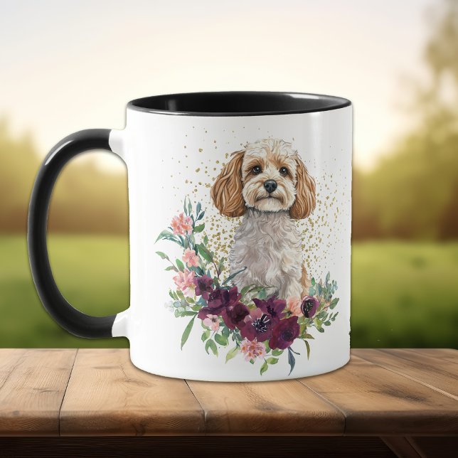 Taza Crimson Floral Bouquet Cockapoo Perro (Subido por el creador)