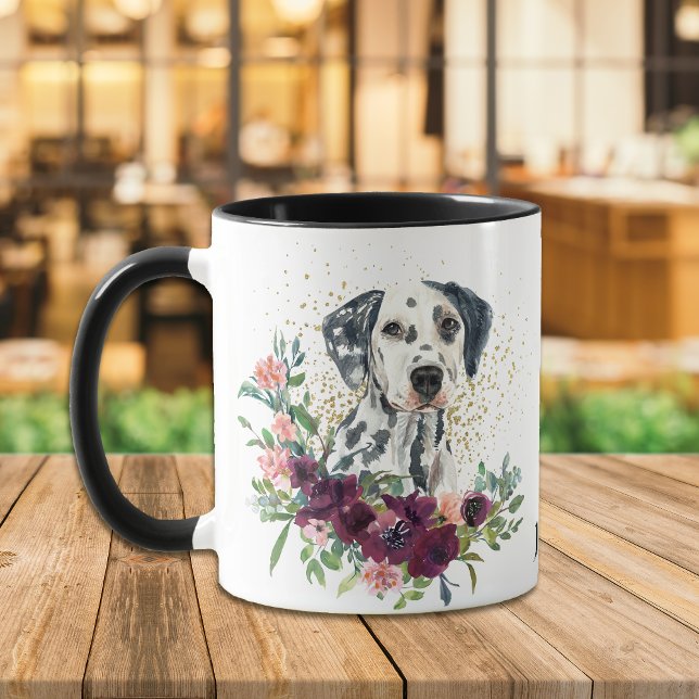 Taza Crimson Floral Bouquet Dalmatian Dog (Subido por el creador)